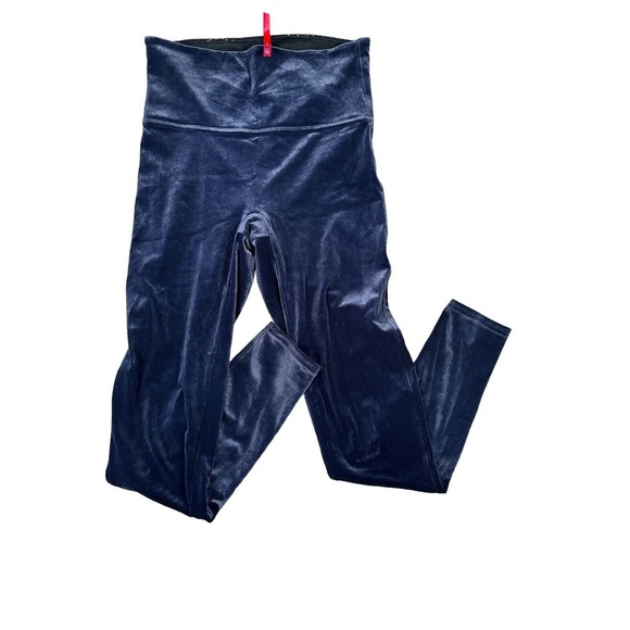 Spanx Pants - Spanx Womens Medium Blue Velvet Pull On Leggings Skinny High Rise Going Out